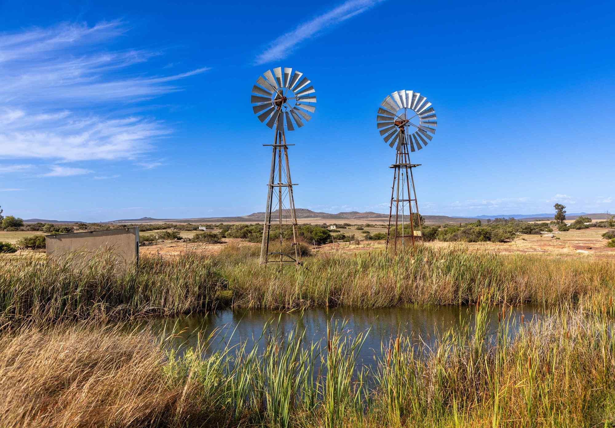 Zuid-Afrika, windmolens in de Karoo