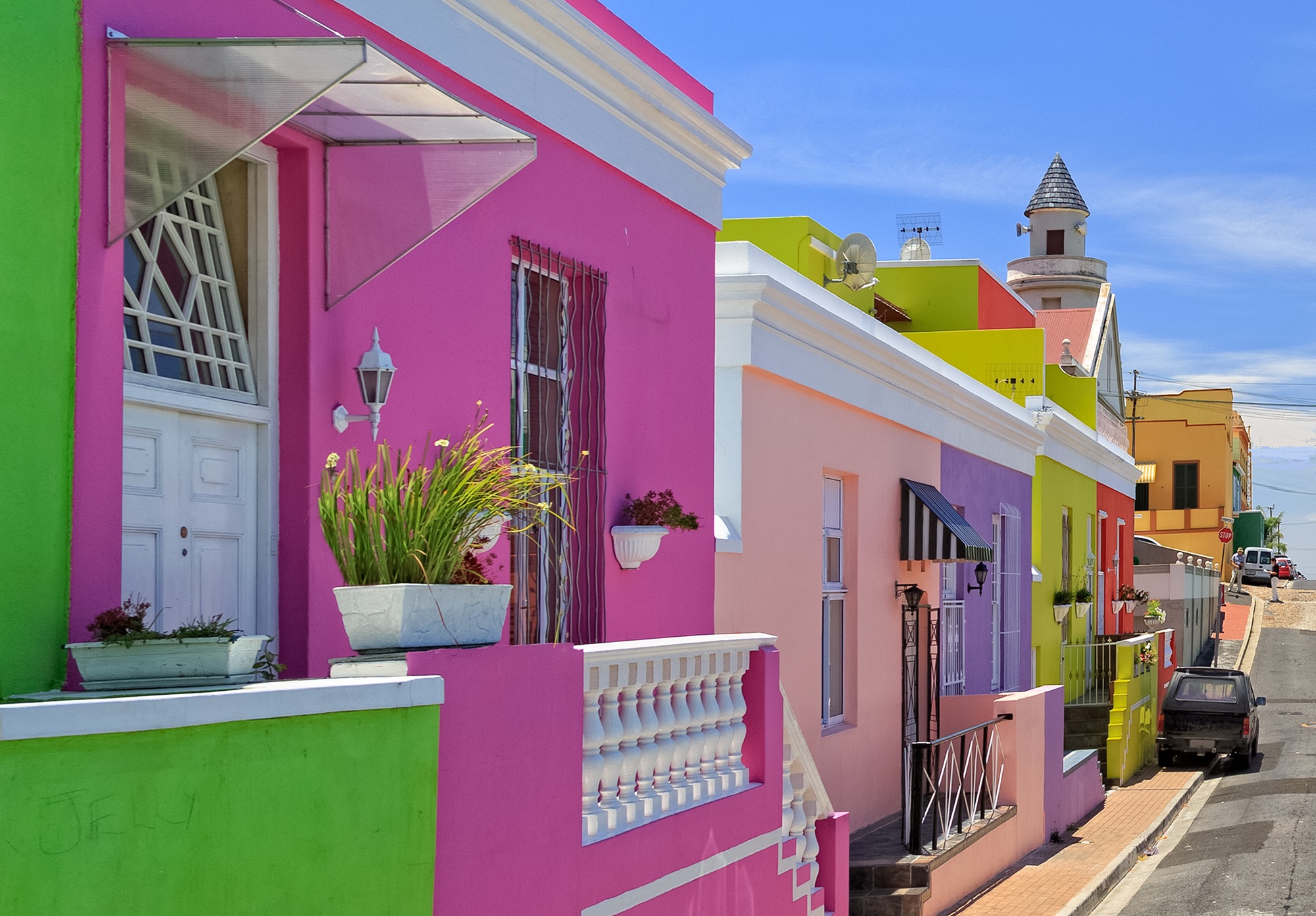 gekleurde huizen in Bo Kaap, Kaapstad