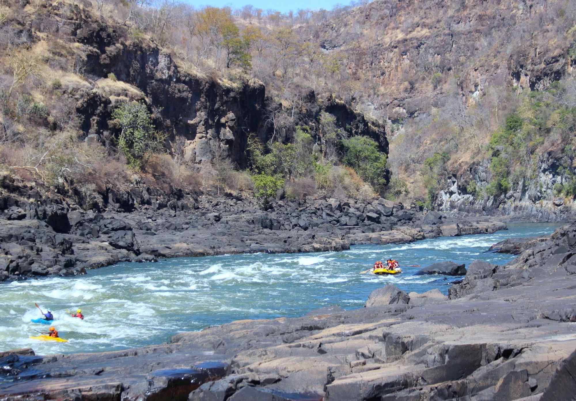 kanoen op de Zambezi rivier in Zimbabwe