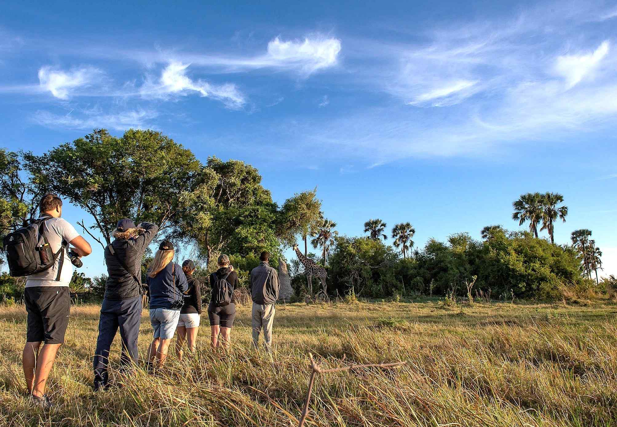 Botswana-Okavango-wandelende-groep-mensen